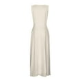 thumbnail image 4 of Women's Spring Summer V-Neck Sleeveless Side Zipper Long Dress - Pleated Polyester, Fashionable for Work & Night Out, 4 of 7