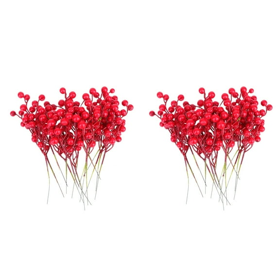 HONITANO Simulated Christmas Berries Stems Red Ornaments for Christmas Tree 32Set 9.1x3.1x1.6in
