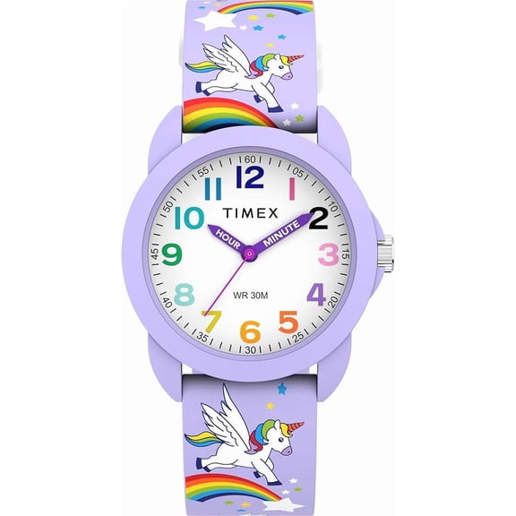Timex Youth Kids Time Teacher 30mm Watch - Purple Strap White Dial Purple Case