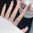 thumbnail image 2 of Anillo de amor con diamantes morados, anillo ajustable con apertura para dos personas, anillo de comida para el dedo, sencillo, 2 of 4