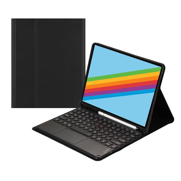Funda con teclado táctil para iPad de 9.ª/8.ª/7.ª generación (2021/2020/2019) de 10,2 pulgadas, con portalápices - Teclado Bluetooth táctil magnéticamente desmontable