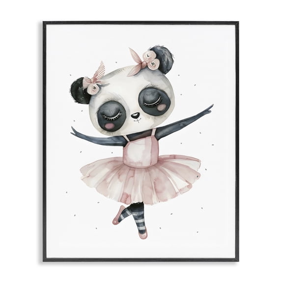 Stupell Industries Ballerina Panda in Pink Tutu Black Framed Giclee Art, design by LSR Design Studio