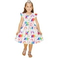thumbnail image 4 of Otqutp Party Dress for Toddler Girls Child Fly Sleeve Cartoon Dinosaur Prints Summer Beach Sundress Party Dresses Princess Dress, 4 of 9