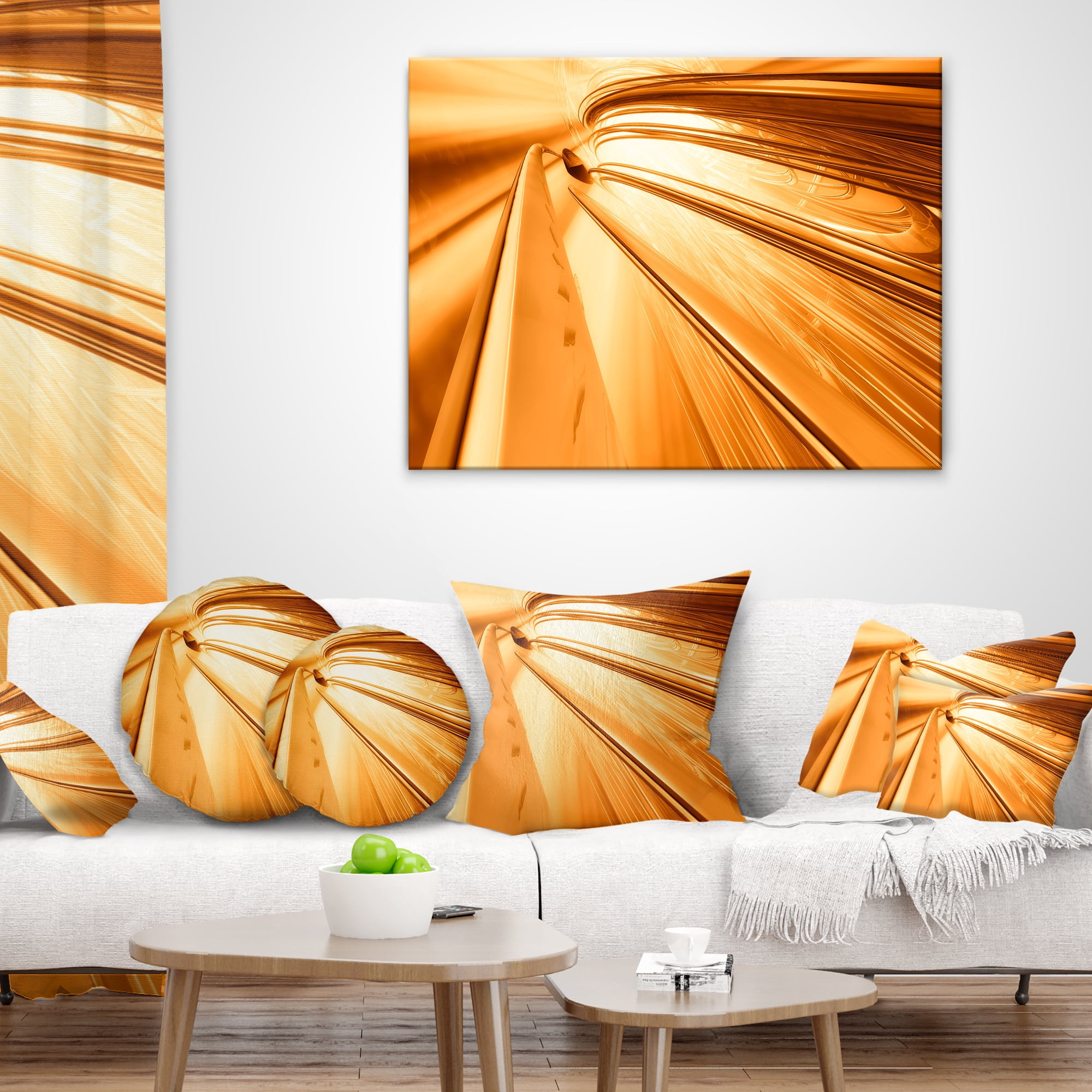 Designart Fractal 3D Brown Stripes - Contemporary Throw Pillow - 16x16