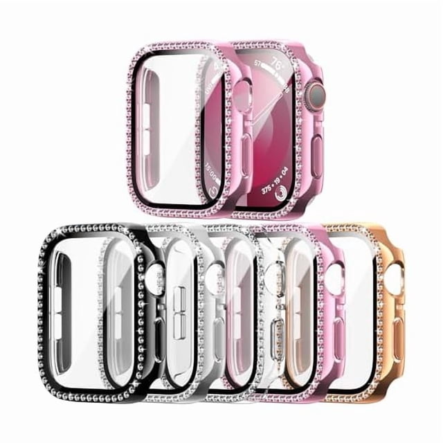 Chenchen 5 Pack Bling Case for Apple Watch 40mm SE 3 (2025)/SE 2/SE/Series 6/5/4 with Tempered Glass Screen Protector, Crystal Diamond Rhinestone Sparkling Full Protective Cover