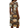 thumbnail image 5 of Halloween Dresses for Women 2026 V Neck Short Sleeve A Line Midi Dress with Halloween Print Fall Party Everyday Outfit, 5 of 5