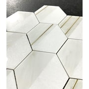 4 Hexagon Mix Marble And Metal Mosaic Tile - Case (8 Sheets)