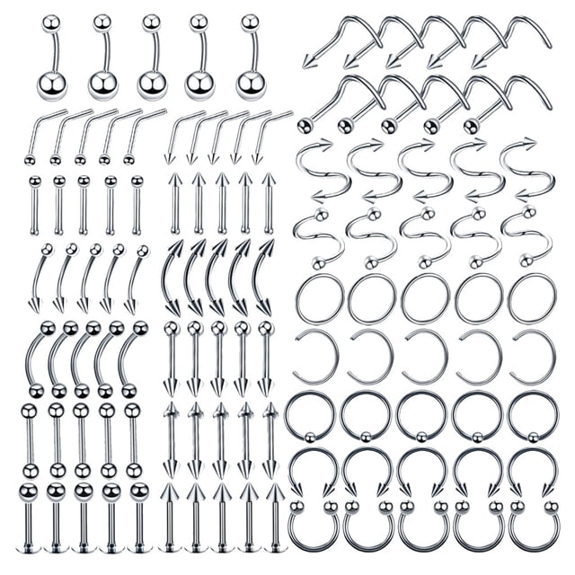 110x Joyería Del Cuerpo Piercing Oreja Nariz Ombligo Ombligo Anillo Aros 1.2x10mm Sunnimix Piercings de joyería corporal