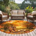 thumbnail image 4 of Round Rugs 6Ft, Orange Western Fall Round Area Rug Washable Indoor Throw Carpet, Sunflower Thanksgiving Pumpkin Soft Non Slip Circle Rug for Office Cabinet Home Decor Aesthetic, 4 of 8