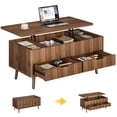 thumbnail image 3 of Lift Top Coffee Table with Storage, Wood Coffee Tables for Living Room with Drawers & Hidden Compartment, Mid Century Modern Center Table, Walnut, 3 of 11
