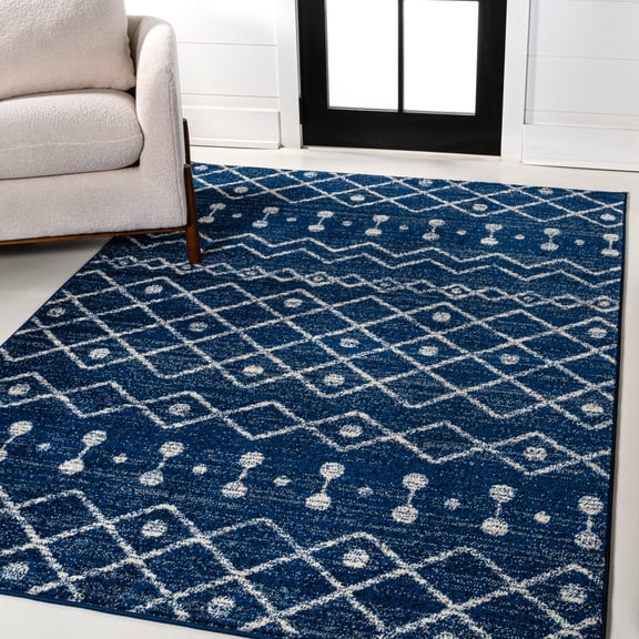 JONATHAN Y MOROCCAN HYPE 3 x 5 Area Rug, Aksil Moroccan Beni Souk - Navy/Cream, MOH208G-3