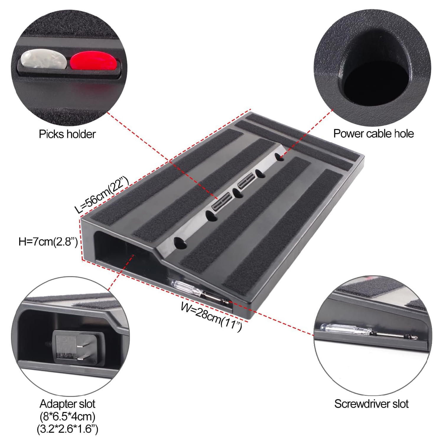 Guitar Pedal Board, Lightweight Guitar Pedal Board With Concealed Power Supply, Hidden Power Supply Design Effect Pedals Board With Accessories