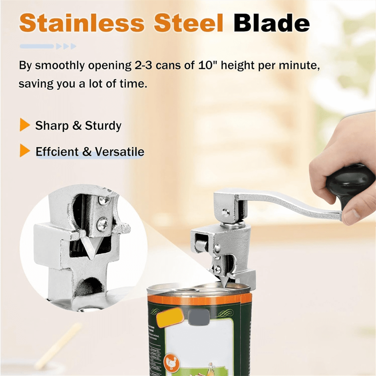 Commercial Can Opener Heavy Duty, Manual Can Opener with Plated Steel Base for Restaurant, Food Store, Hotel, Bar