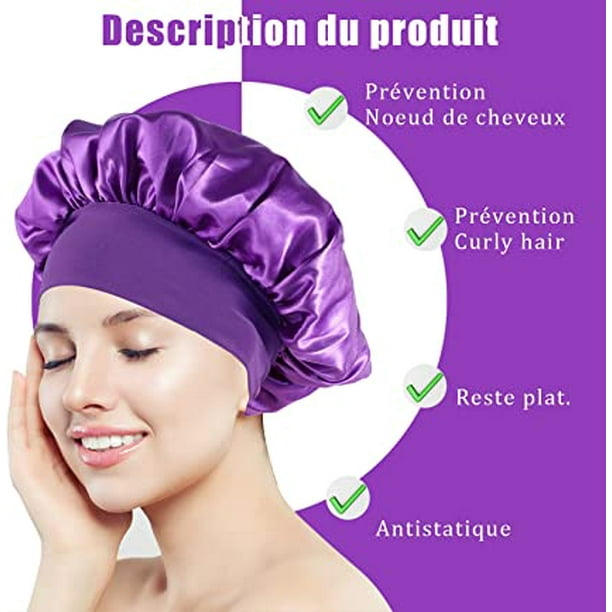 2 PCS Bonnet Satin Cheveux Nuit Soie Élastique Réutilisable pour  Femmes（Noir，Café） : : Beauté et Parfum