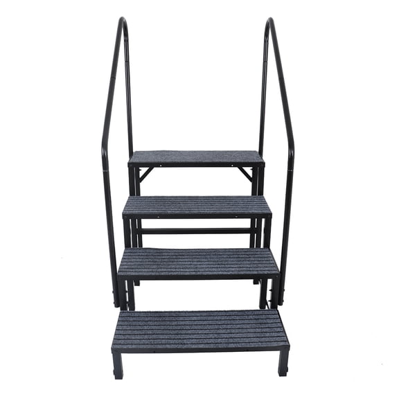 SHZAITOR RV Steps with Handrail 4 Step RV Stairs Hot Tub Steps Outdoor Spa Step Ladder