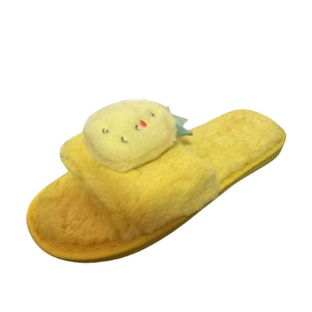 

fvwitlyh Slippers for Women Bear Slippers Ladies Fashion Cartoon Fruit Decoration Open Toe Warm Woolly Flat Cotton Animal Slippers Women