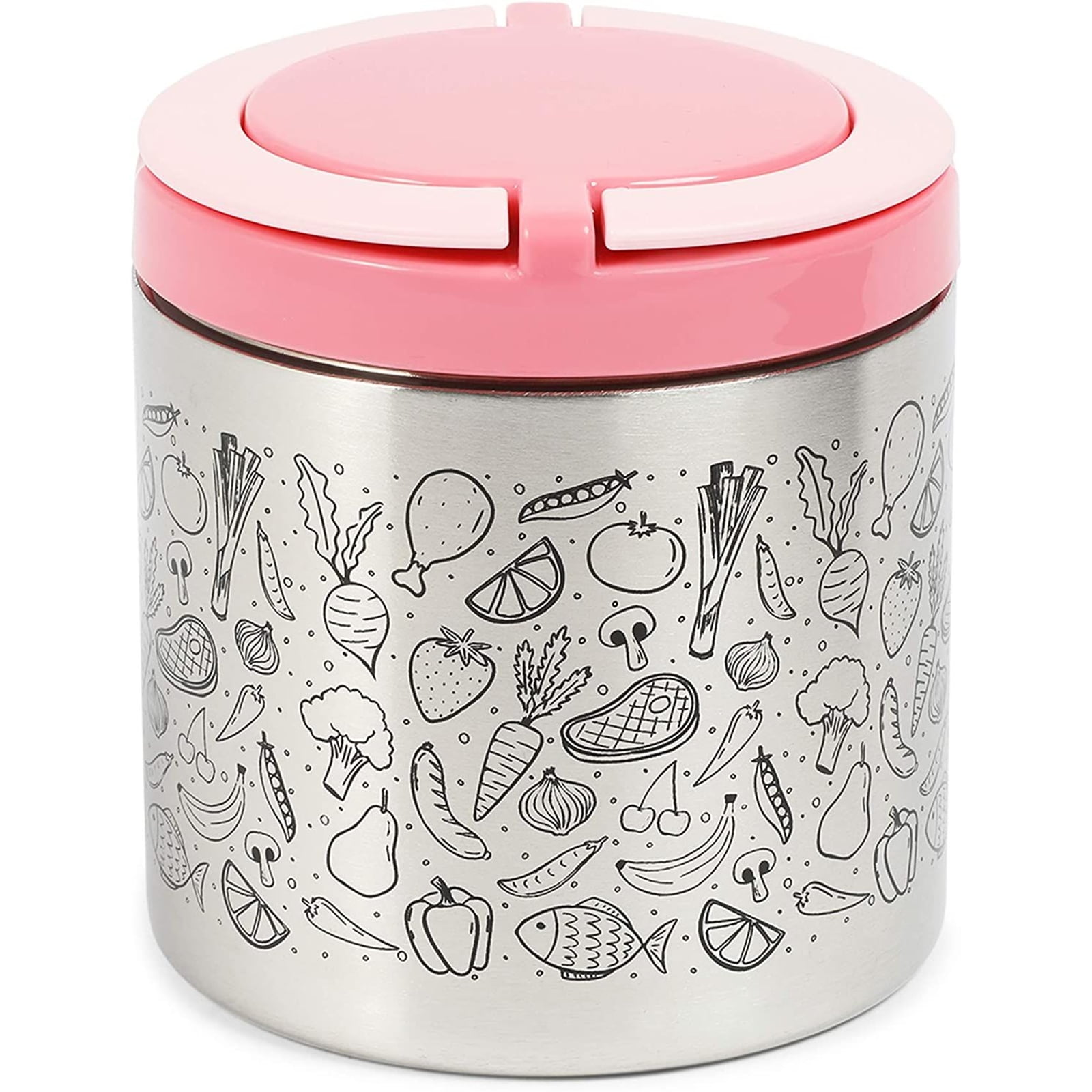 22oz Stainless Steel Vacuum Insulated Lunch Container Box Hot Cold Food Jar with Handles, Pink
