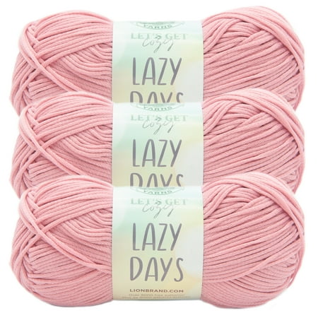 UPC: 0842093137139 | Lion Brand Yarn Lazy Days Cameo Tube Style Medium Polyester Pink Yarn 3-Pack