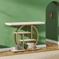thumbnail image 3 of Industrial 4-Tier Console Table - 41.3" Rustic Brown with Circle Metal Base, 1.57" Thick Tabletop, Narrow Design for Entryway, Hallway, Living Room, Behind Couch, 3 of 6