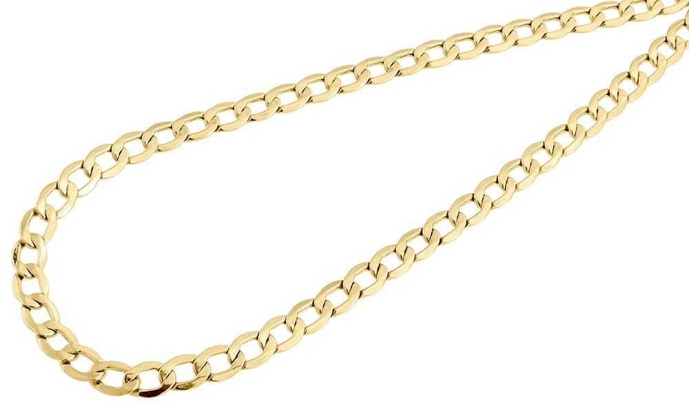 10K Yellow Gold 5.40mm Plain Hollow Cuban Curb Chain Link Necklace 20 Inches