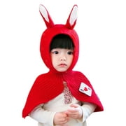 Lovely Cute Children Kids Warm Collar Baby Rabbit Ears Knitted Hat Shawl Cap