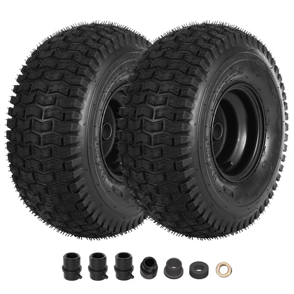 2 Pack 15x6.00-6 Lawn Mower Tires with Wheels - Pneumatic Tractor Turf Tires for Riding Mower, Garden Tractor - 15x6x6