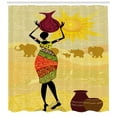 thumbnail image 3 of Ambesonne African Shower Curtain, Elephants Sun Art, 69"Wx75"L, Multicolor, 3 of 3