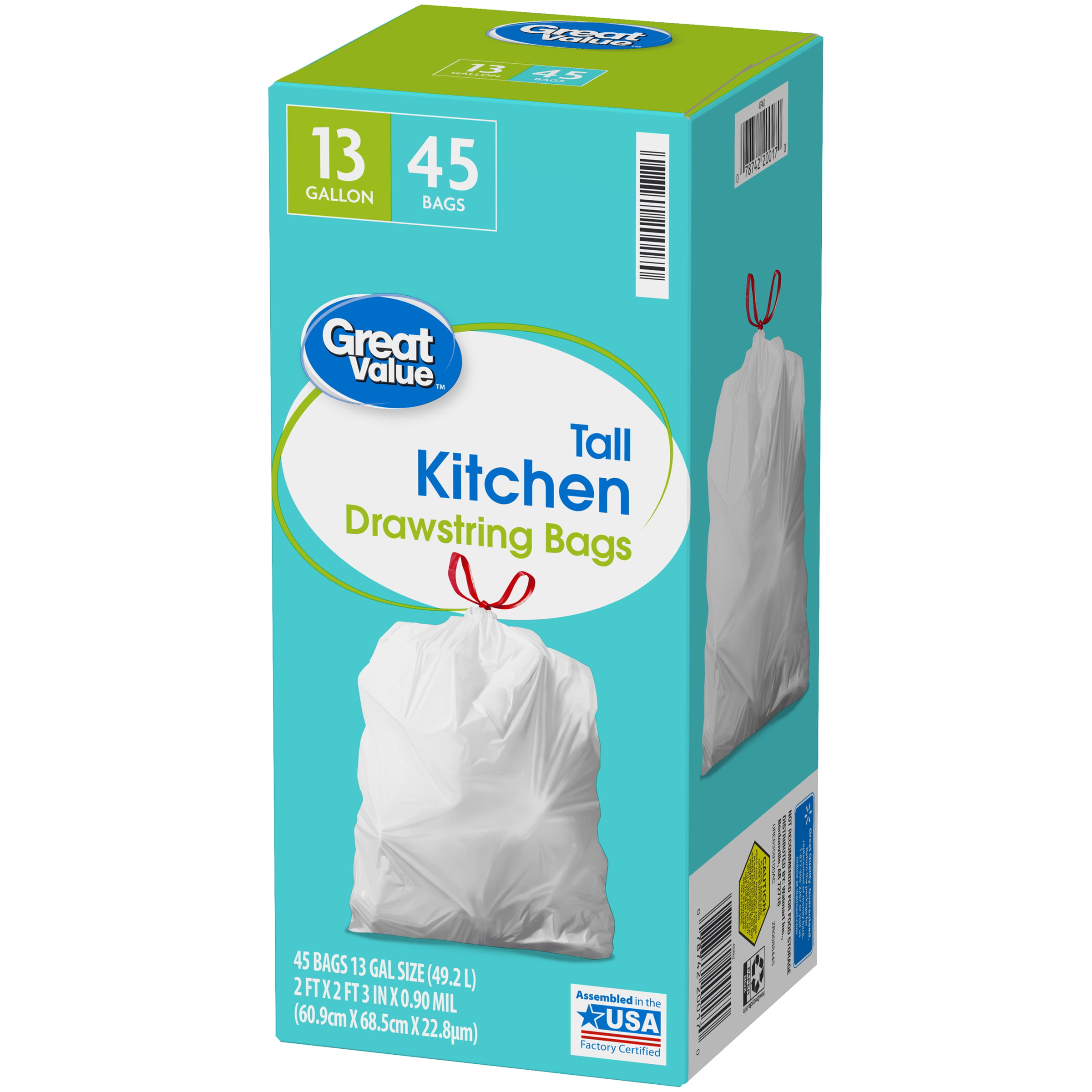 Our Family Tall Kitchen Bags, 13 Gallon Drawstring, 45cnt