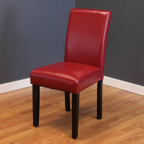 Mai Faux Leather Red Dining Chairs (Set of 2) - Walmart.com - Walmart.com