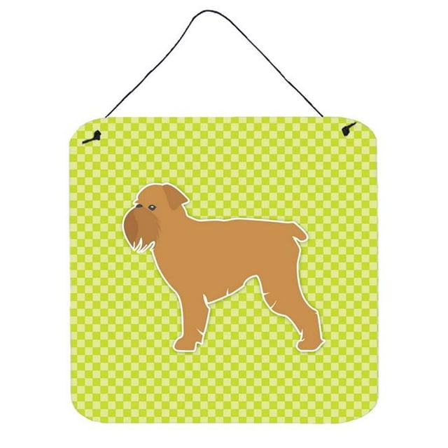Brussels Griffon Checkerboard Green Wall or Door Hanging Prints