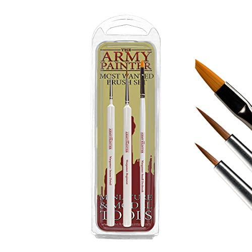 Hobby Brush Starter Set by The Army Painter Acrylic Paint Brushes for Acrylic Painting and Wargame Figures Miniature Paint Brushes Set of 3 Durable Hobby Paint Brush Set for Hobbyists