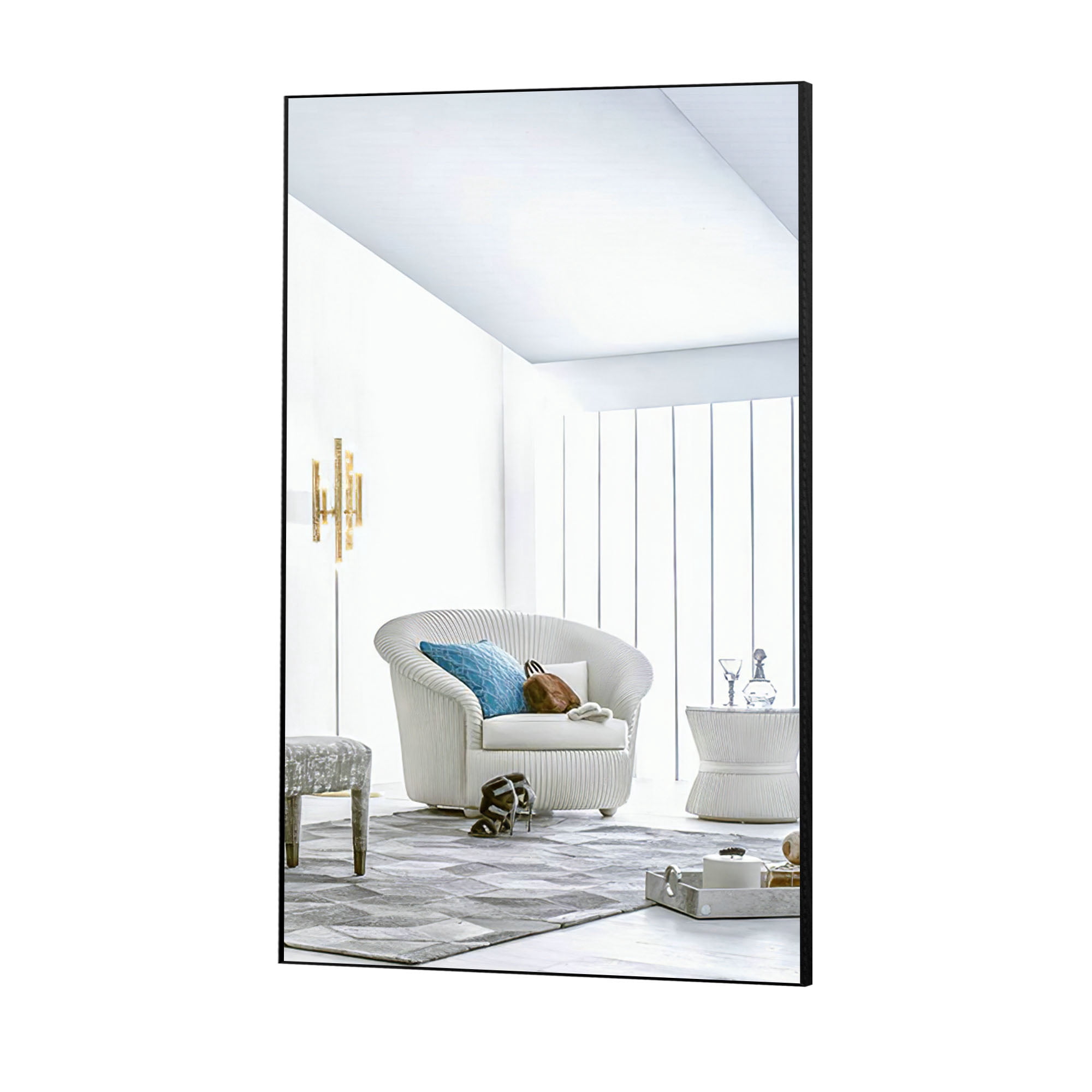 32 in x 51 in Black Modern Wall Mirror