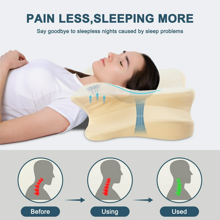 DONAMA Cervical Pillow for Neck Pain Relief Contour Memory Foam Pillow Ergonomic Orthopedic Neck Support Pillow for Side Back and Stomach Sleepers
