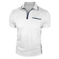 thumbnail image 4 of Sakmal Breathable Polo Shirts for Men Short Sleeve Cotton Button Down Tshirts White Solid Dressy Casual Shirts for Men 2XL, 4 of 6