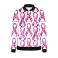 thumbnail image 4 of Hvyesh Jackets for Women Breast Cancer Awareness Bomber Jackets Long Sleeve Zip Up Casual Coats Fall Pink Ribbon Print Fashion Outfits Pink, 4 of 4