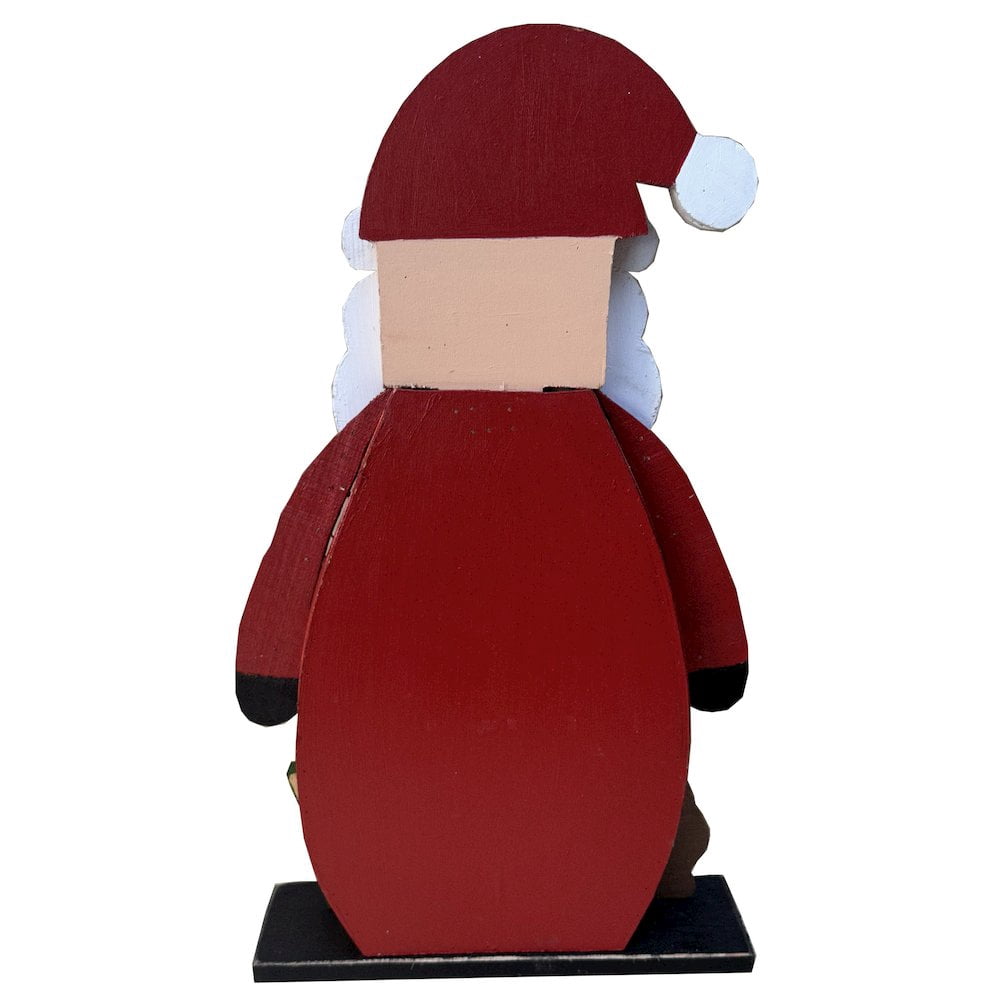 Hi-Line Gift Ltd. 30in Wooden Santa with Reindeer Christmas Decor Indoor Outdoor Use