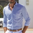 thumbnail image 1 of Camisa hawaiana de manga larga con solapa a rayas de verano de Nueva Jersey para hombre, cómoda, suave, diseño moderno y transpirable, 1 of 6