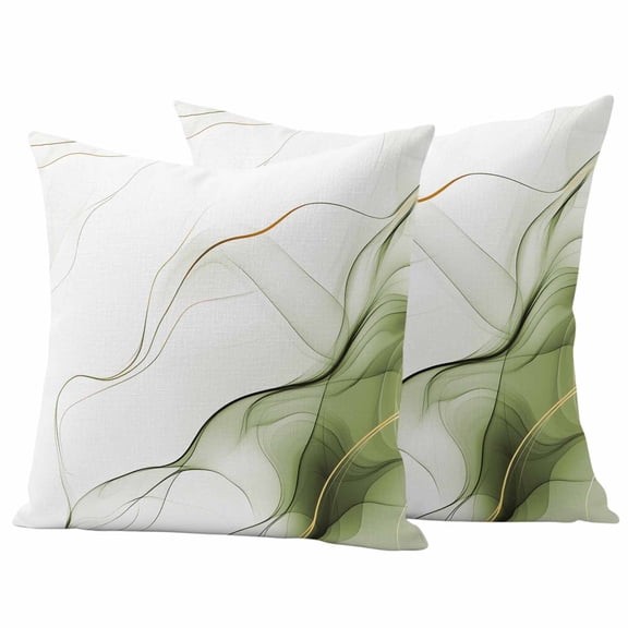 Outdoor Waterproof Pillow Covers Sage Green Gradient Stripes Decorative Throw Pillow Protectors,Pillowcase Cushion Cases for Patio Sofa Garden Couch,16x16in,Pack of 2