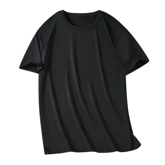 KeShDi Shirts for Mens Polo Shirts Short Sleeve Summer Men's Casual Fashion Solid Color Round Neck Blouses /T-shirt Black 2X