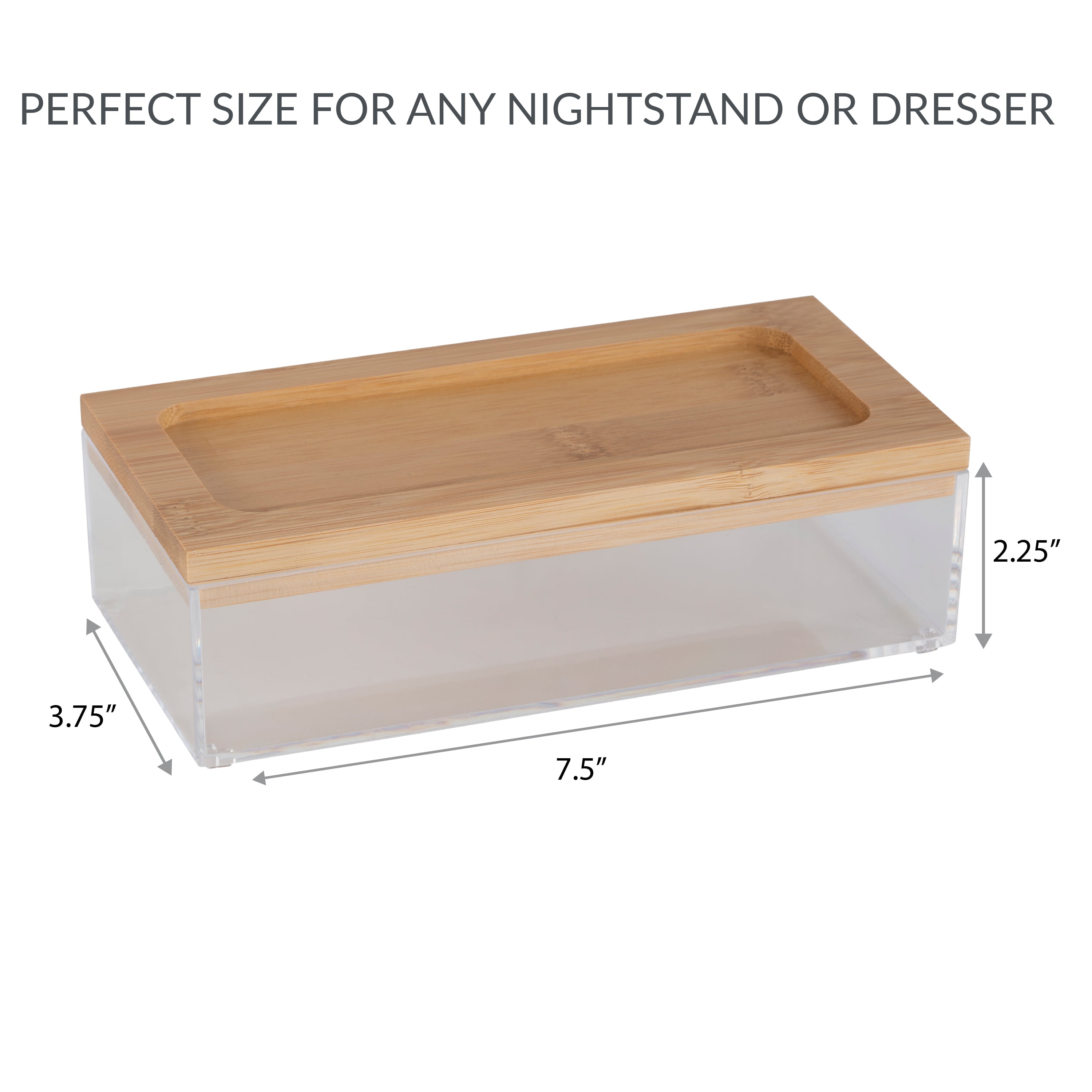 Simplify Clear Jewelry and Cosmetic Organizer Box with Bamboo Lid