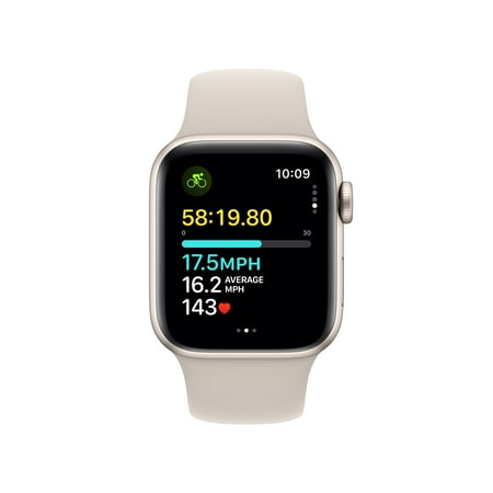 Apple Watch SE 2nd Generation (GPS+Cellular) 40mm Aluminum Case with Starlight Sport Band - S/M - Starlight - (2024)