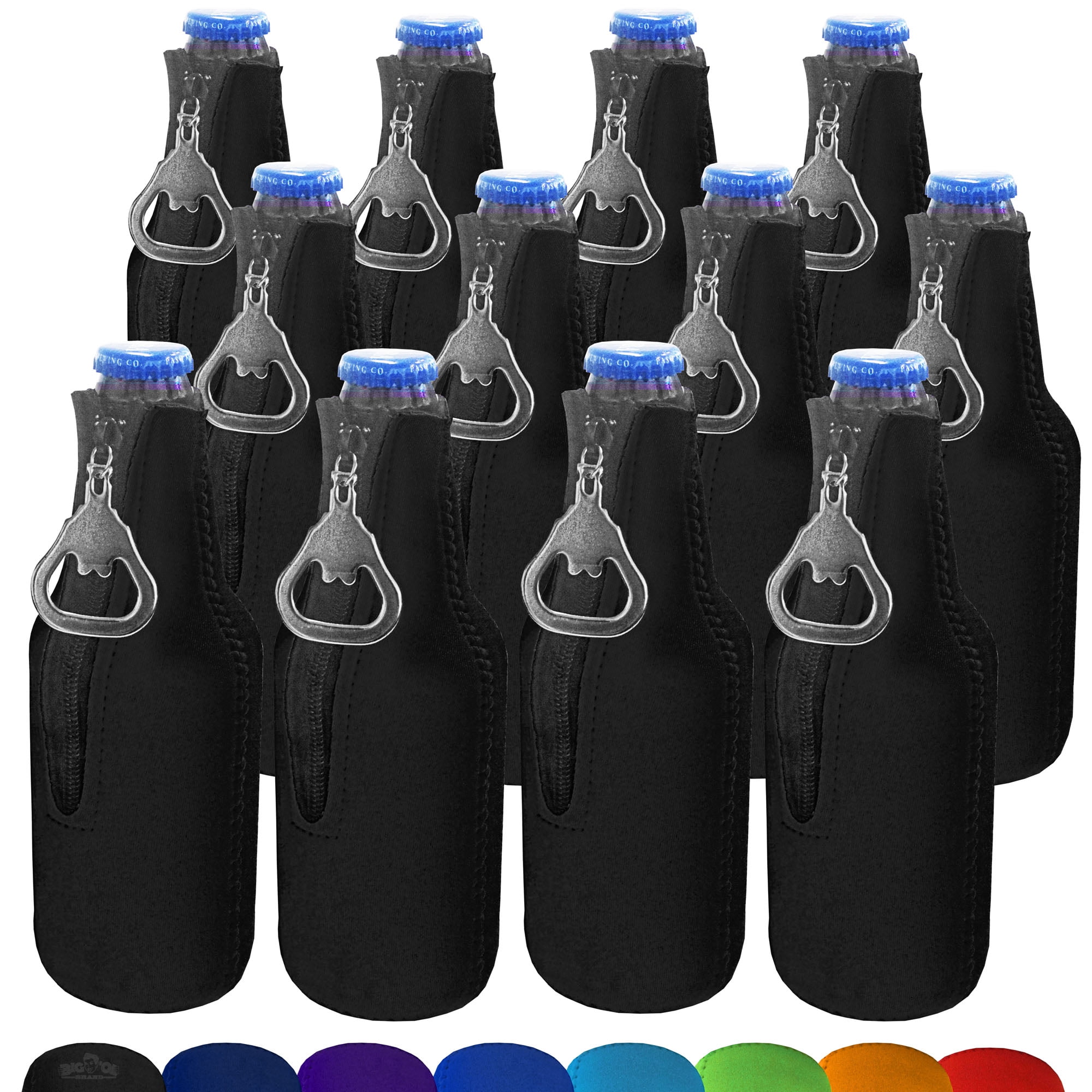 Big Ol' Zipper Beer Bottle Cooler Sleeve with Bottle Opener