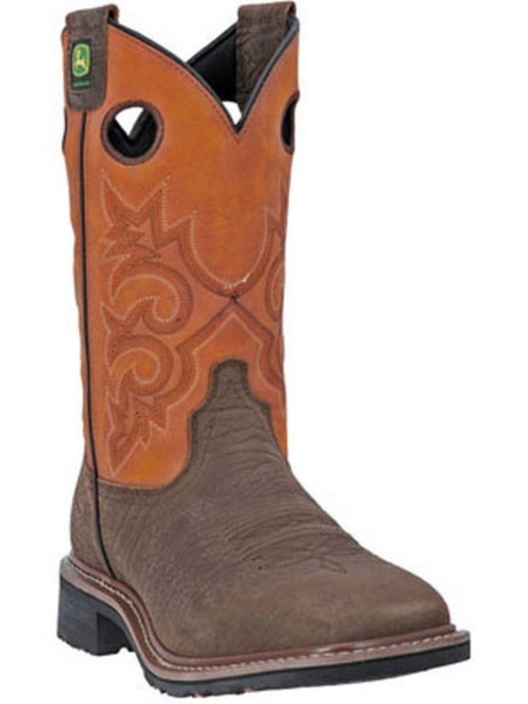 John Deere Western Boots Mens Cowboy 11" R ST Square Brown JD4719