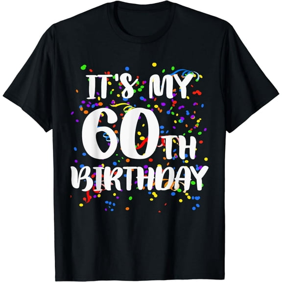 60th Birthday Confetti Celebration Graphic Gift for Men Women Short Sleeve T-Shirt