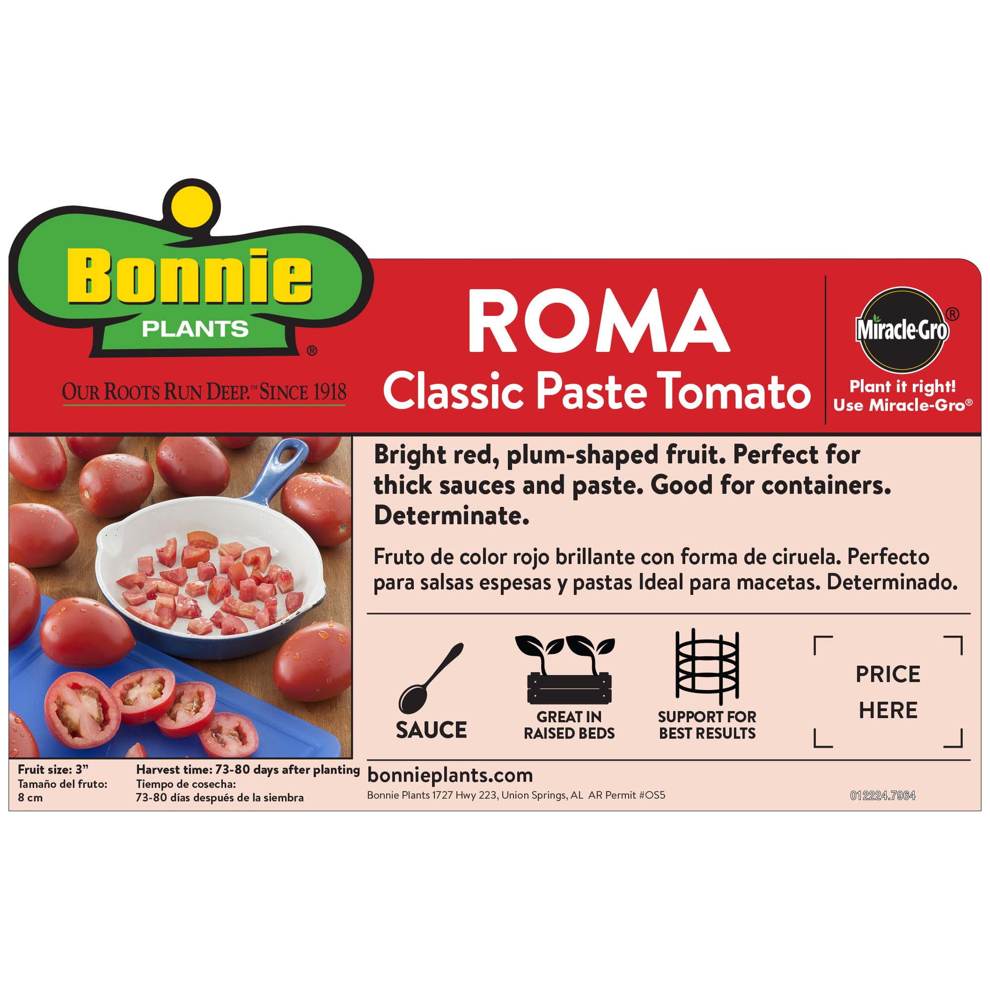 Bonnie Plants Roma Classic Paste Tomato 2.32 qt.