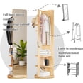 thumbnail image 2 of Rotating Mirror with Storage, Solid Wood Full Length Mirror Coat Rack, 360° Full Body Swivel Mirrors for Bedroom, Living Room, Cloakroom, 69" x 20" (Natural), 2 of 8