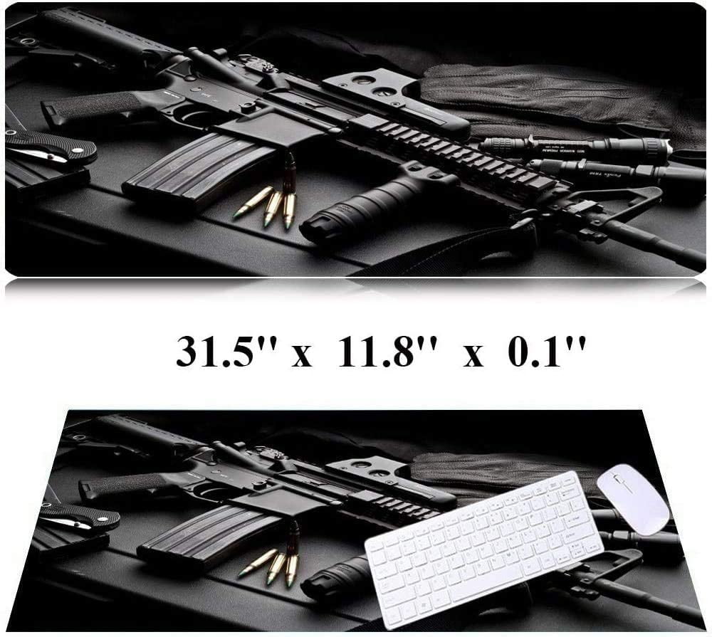 31.5x11.8 Inch AK47 Long Extended Large Gaming Mouse Pad with Stitched Edges XL Laptop Keyboard Mouse Mat Desk Pad