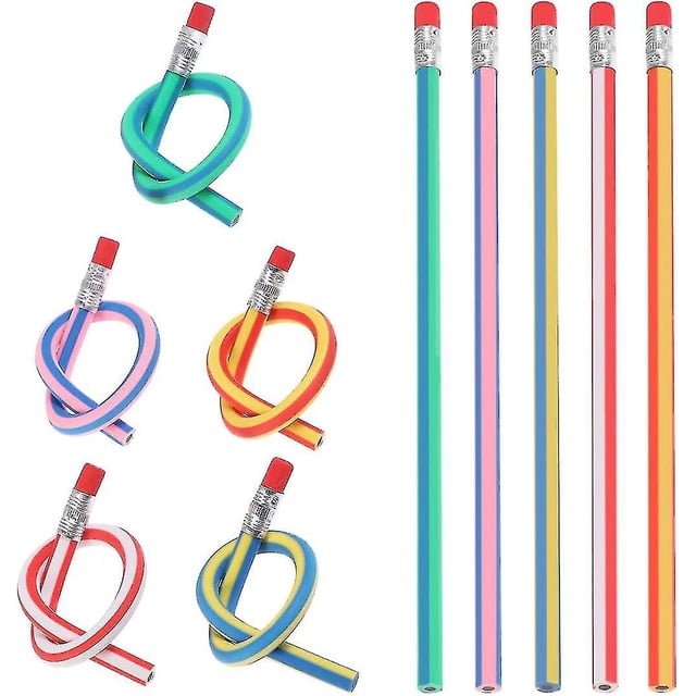 Children's Colorful Flexible Pencils Flexible Soft Pencil With Eraser, Pack Of 20