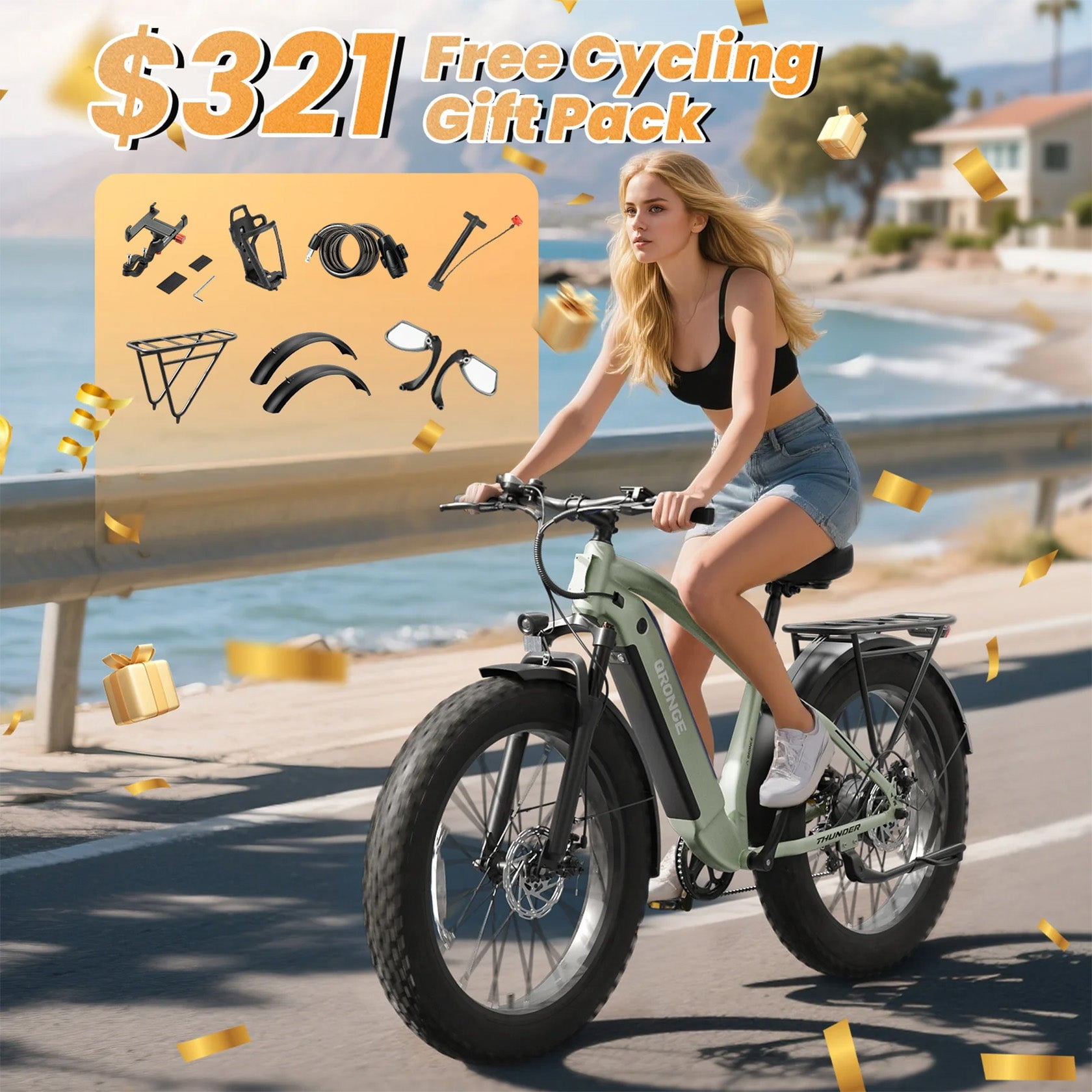 Qronge 26" Electric Bikes for Adults 1800W Peak 70Miles Max Range Fat Tire Ebike 28 mph Top Speed 48V 15AH Battery E-Mountain Bikes, UL2849 by SGS
