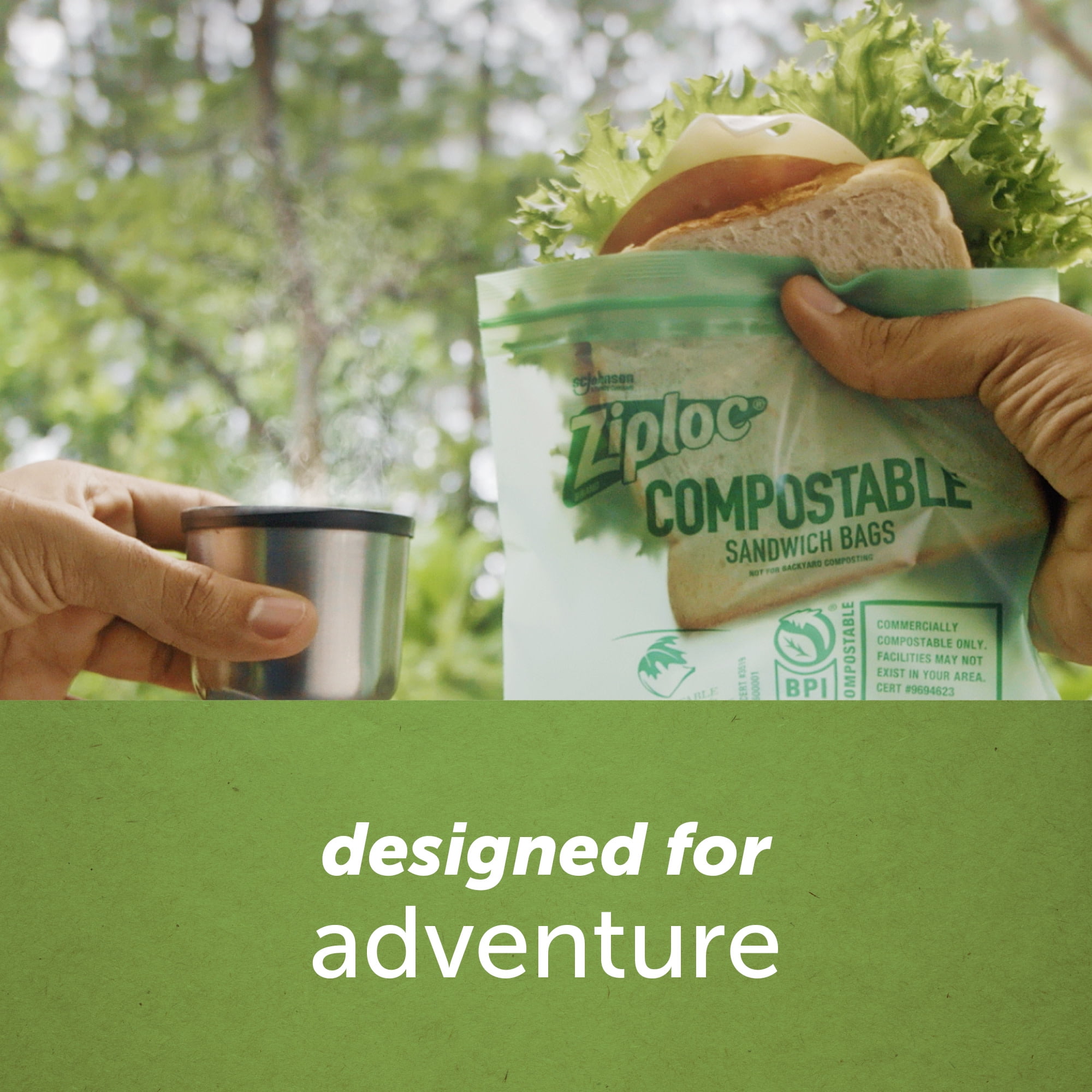 Ziploc® Compostable Sandwich Bags, Food Storage Zipper Bags, 40 Count